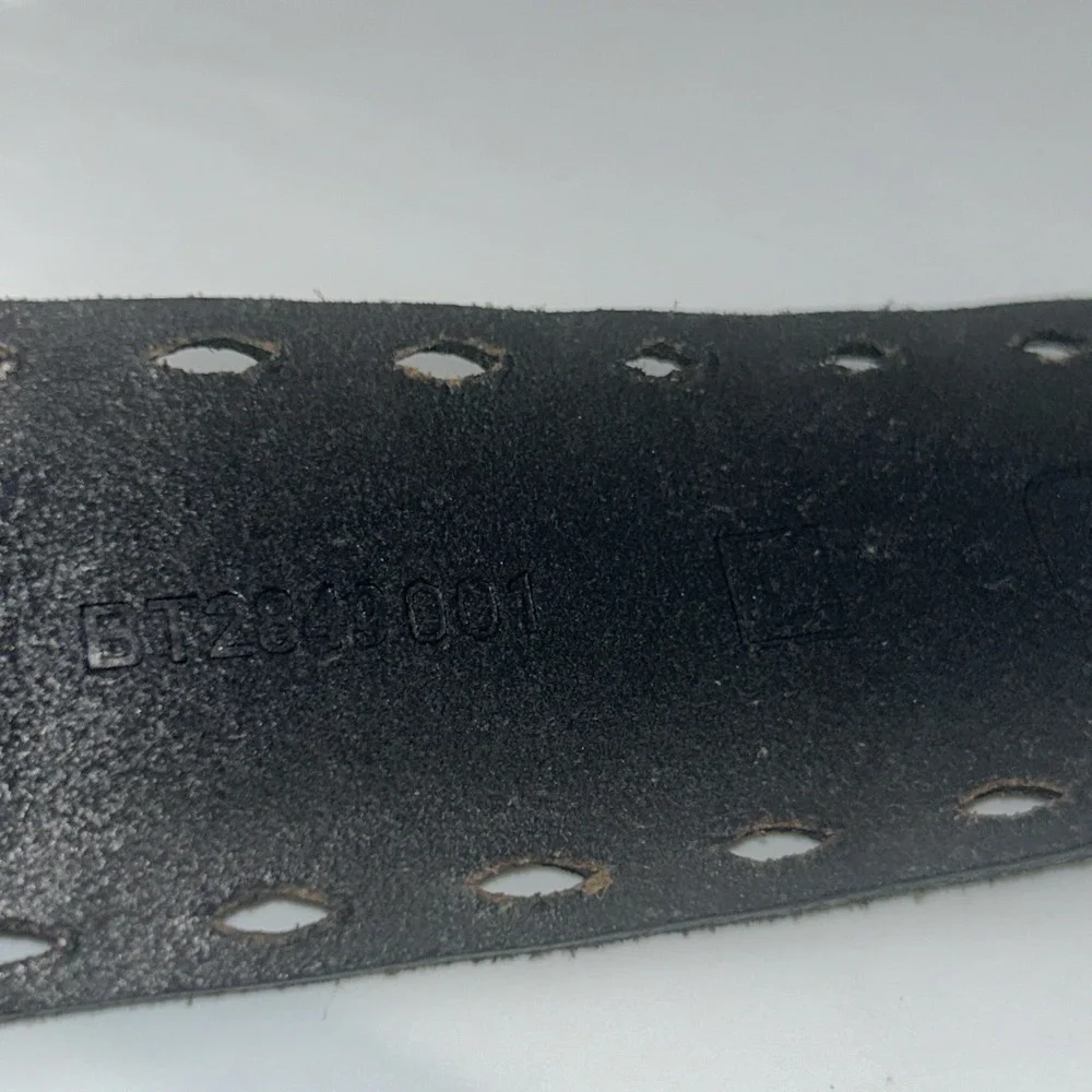 Fossil Genuine Leather Boho Southwestern Belt Bronze Rhinestone Buckle Black‎ L